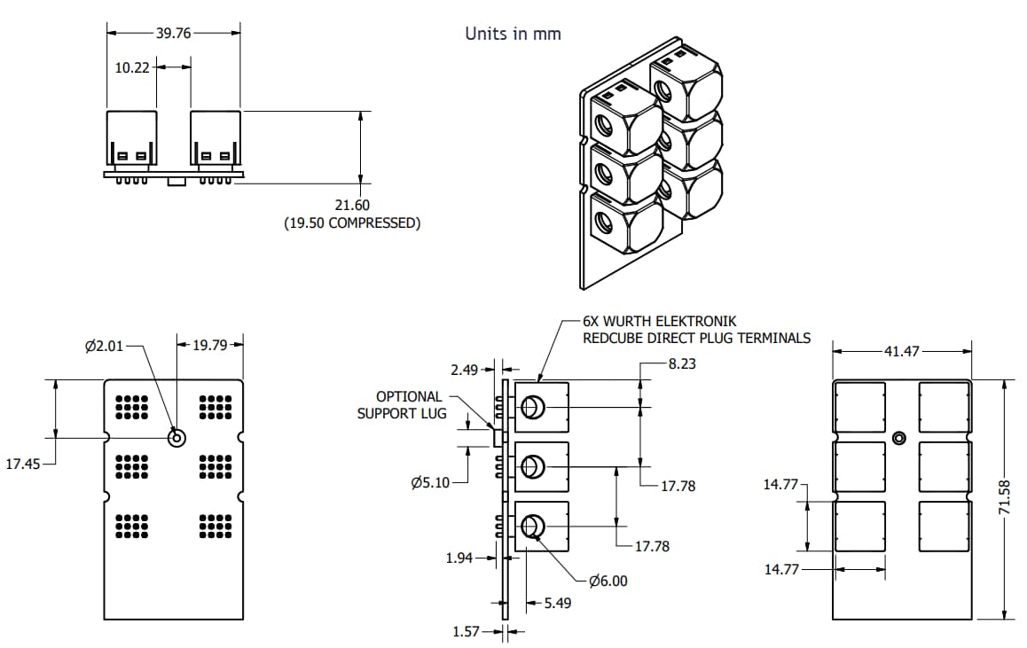 Mechanical Drawing - LoadSlammer 360A DC PTO Board Wide Connector (LSA-PTO-007)